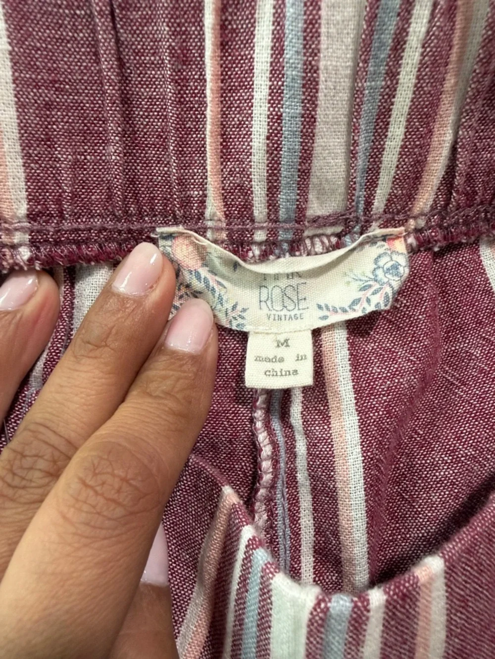 Pink Rose‎ Cotton Linen Blend Pull On Pants Size Medium